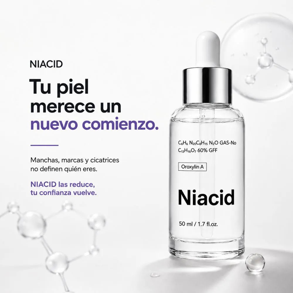NIACID Mejora la apariencia de manchas y cicatrices causadas por el acné