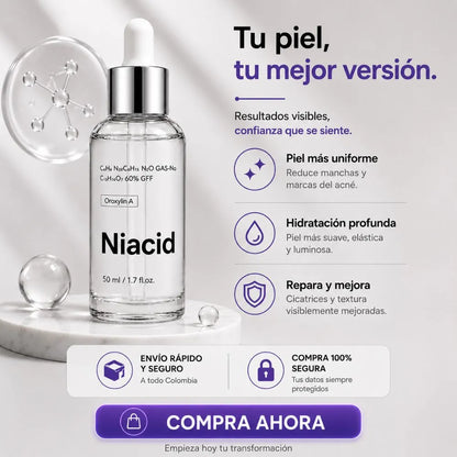 NIACID Mejora la apariencia de manchas y cicatrices causadas por el acné